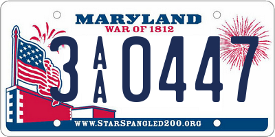 MD license plate 3AA0447