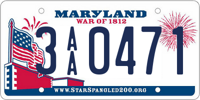 MD license plate 3AA0471