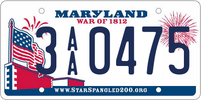 MD license plate 3AA0475