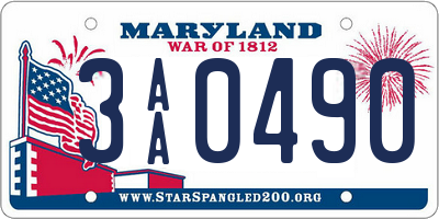 MD license plate 3AA0490