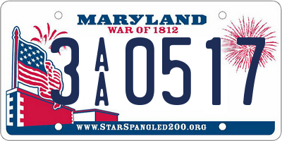 MD license plate 3AA0517