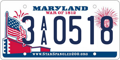 MD license plate 3AA0518