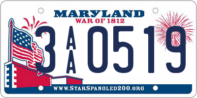 MD license plate 3AA0519