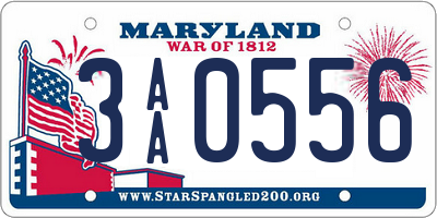 MD license plate 3AA0556