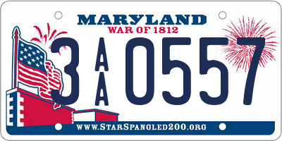 MD license plate 3AA0557