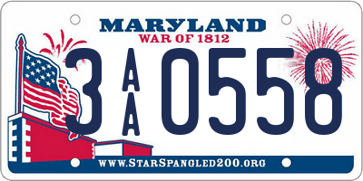 MD license plate 3AA0558