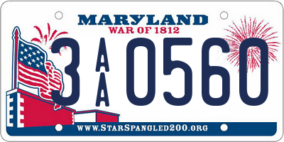 MD license plate 3AA0560