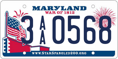 MD license plate 3AA0568