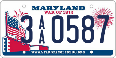 MD license plate 3AA0587