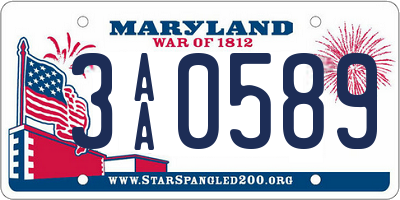 MD license plate 3AA0589
