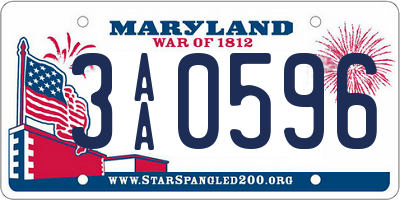 MD license plate 3AA0596