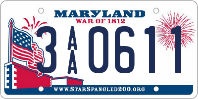 MD license plate 3AA0611