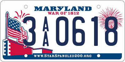 MD license plate 3AA0618