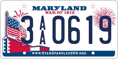 MD license plate 3AA0619