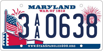 MD license plate 3AA0638