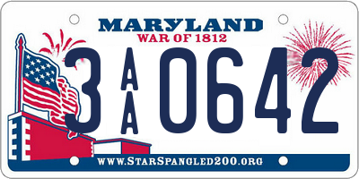 MD license plate 3AA0642