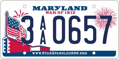 MD license plate 3AA0657