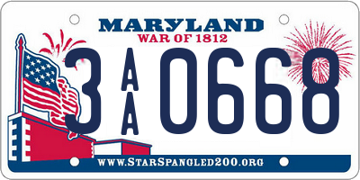 MD license plate 3AA0668