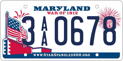 MD license plate 3AA0678