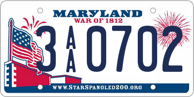 MD license plate 3AA0702