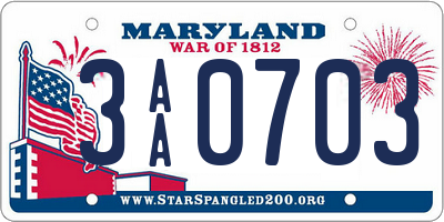 MD license plate 3AA0703