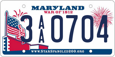 MD license plate 3AA0704