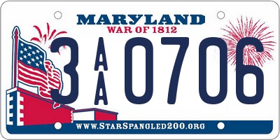 MD license plate 3AA0706