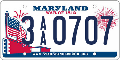 MD license plate 3AA0707