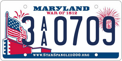 MD license plate 3AA0709