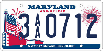 MD license plate 3AA0712