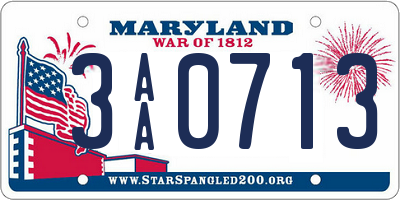 MD license plate 3AA0713