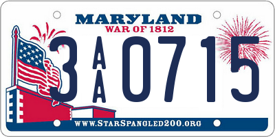 MD license plate 3AA0715