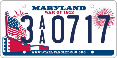 MD license plate 3AA0717