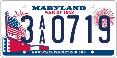 MD license plate 3AA0719