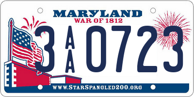 MD license plate 3AA0723