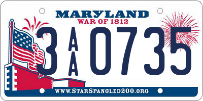 MD license plate 3AA0735