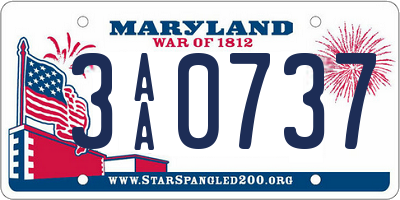 MD license plate 3AA0737