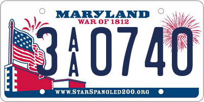 MD license plate 3AA0740