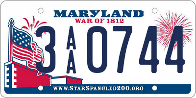 MD license plate 3AA0744