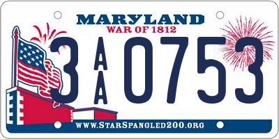 MD license plate 3AA0753