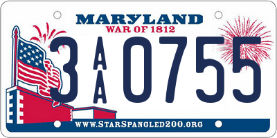 MD license plate 3AA0755