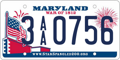 MD license plate 3AA0756