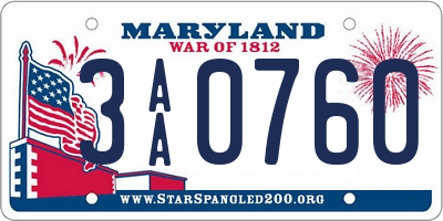 MD license plate 3AA0760