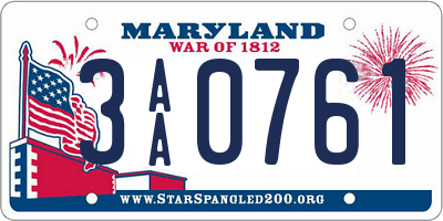 MD license plate 3AA0761