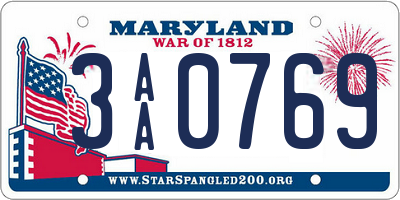 MD license plate 3AA0769