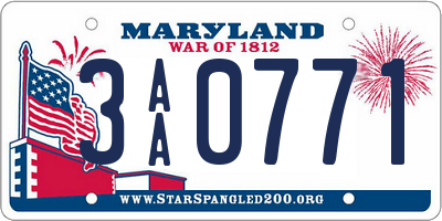 MD license plate 3AA0771