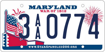 MD license plate 3AA0774
