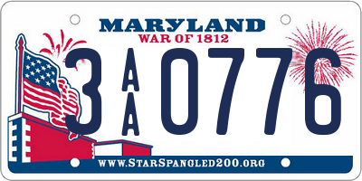 MD license plate 3AA0776