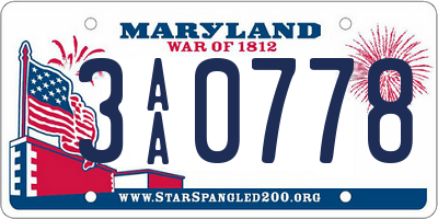 MD license plate 3AA0778