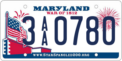 MD license plate 3AA0780